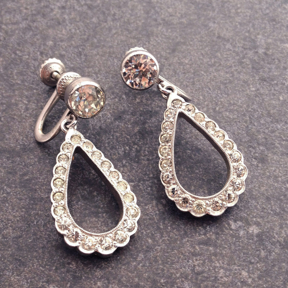 Vintage Open Dangle Rhinestone Earrings
